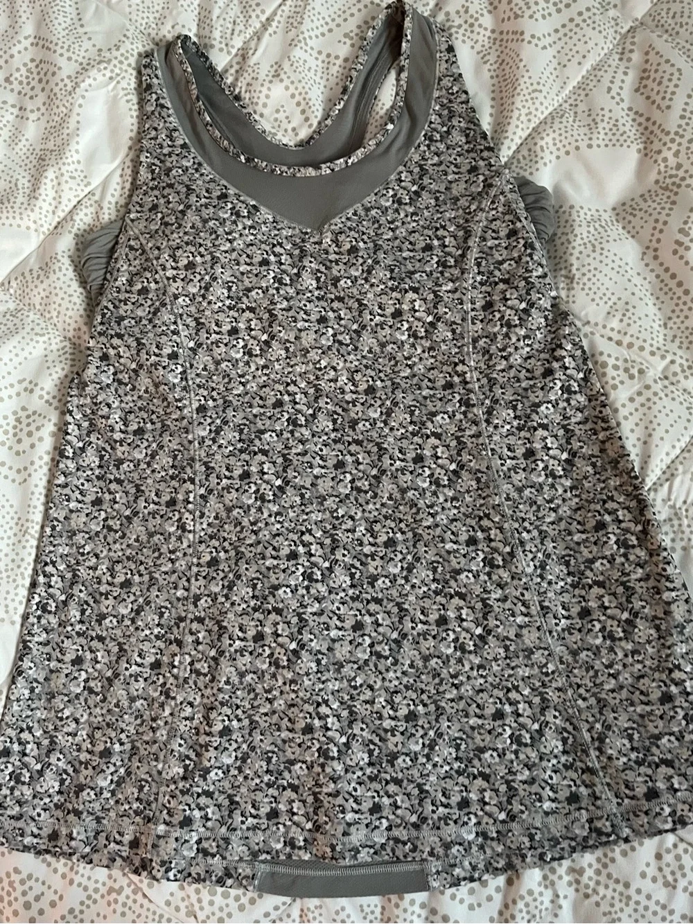 lululemon athletica Gray Floral Racerback Tank
